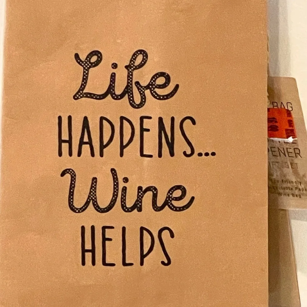 2-piece graphic wine bag and bottle opener set